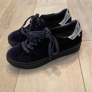Blue lace up sneakers